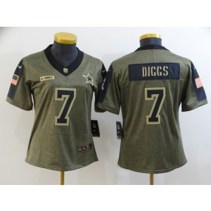 Nike Cowboys 7 Trevon Diggs 2021 Olive Salute To Service Limited Women Jersey Nike Cowboys 7 Trevon Diggs 2021 Olive Salute To Service Limited Women Jersey