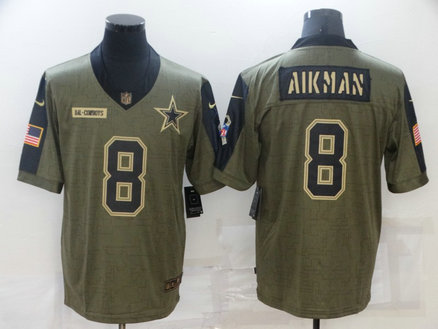 Nike Cowboys 8 Troy Aikman Olive 2021 Salute To Service Limited Jersey Nike Cowboys 8 Troy Aikman Olive 2021 Salute To Service Limited Jersey