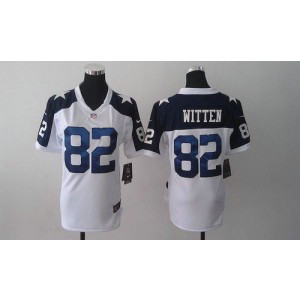 Nike Cowboys 82 Jason Witten White Thanksgiving Throwback Women's Embroidered NFL Jersey Nike Cowboys 82 Jason Witten White Thanksgiving Throwback Women's Embroidered NFL Jersey