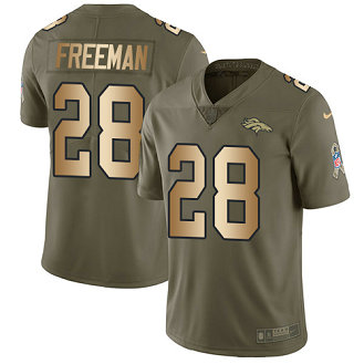 Nike Denver Broncos #28 Royce Freeman Olive Gold Men's 2017 Salute To Service NFL Jersey