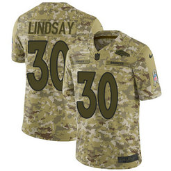 Nike Denver Broncos #30 Phillip Lindsay Camo Men's Stitched NFL Limited 2018 Salute To Service Jersey