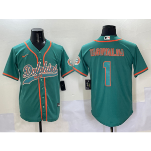 Nike Dolphins 1 Tagovailoa Aqua Vapor Baseball Limited Men Jersey