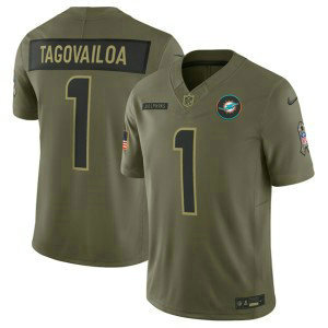 Nike Dolphins 1 Tua Tagovailo Olive 2025 Salute to Service F.U.S.E. Vapor Limited Men Jersey