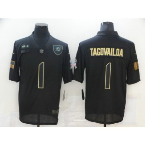 Nike Dolphins 1 Tua Tagovailoa 2020 Black Salute to Service Limited Men Jersey