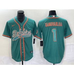 Nike Dolphins 1 Tua Tagovailoa Aqua Baseball Vapor Limited Men Jersey