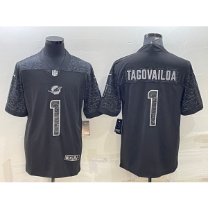 Nike Dolphins 1 Tua Tagovailoa Black Reflective Vapor Limited Men Jersey