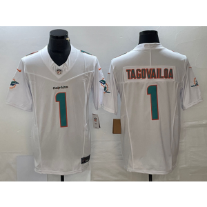 Nike Dolphins 1 Tua Tagovailoa White 2023 F.U.S.E Vapor Limited Men Jersey