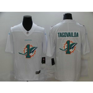 Nike Dolphins 1 Tua Tagovailoa White Shadow Logo Limited Men Jersey