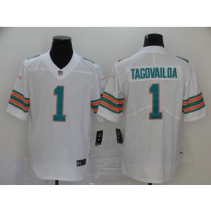 Nike Dolphins 1 Tua Tagovailoa White Throwback Vapor Untouchable Limited Men Jersey