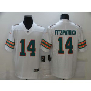 Nike Dolphins 14 Ryan Fitzpatrick 2019 White Throwback Men Jersey