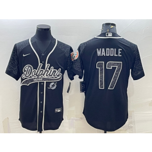 Nike Dolphins 17 Jaylen Waddle Black Reflective Vapor Baseball Limited Men Jersey