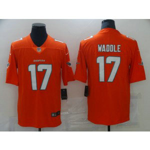 Nike Dolphins 17 Jaylen Waddle Orange 2021 Draft Vapor Limited Men Jersey