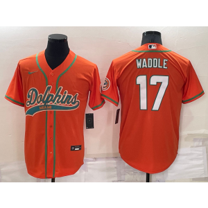 Nike Dolphins 17 Jaylen Waddle Orange Vapor Baseball Limited Men Jersey