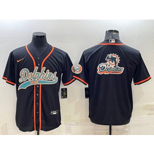 Nike Dolphins Blank Black Vapor Baseball Logo Limited Men Jersey