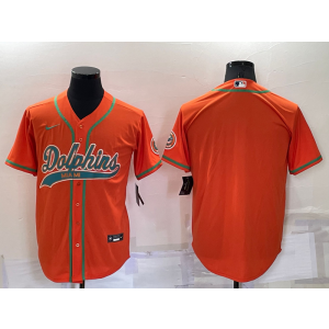Nike Dolphins Blank Orange Vapor Baseball Limited Men Jersey
