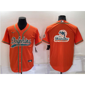 Nike Dolphins Blank Orange Vapor Baseball Logo Limited Men Jersey