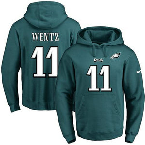 Nike Eagles #11 Carson Wentz Midnight Green Name & Number Pullover NFL Hoodie Nike Eagles #11 Carson Wentz Midnight Green Name & Number Pullover NFL Hoodie