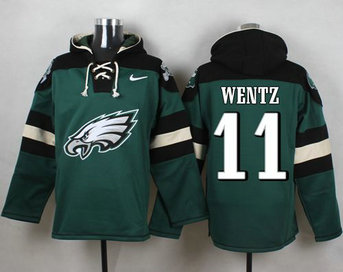Nike Eagles #11 Carson Wentz Midnight Green Player Pullover Hoodie Nike Eagles #11 Carson Wentz Midnight Green Player Pullover Hoodie