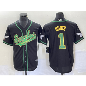 Nike Eagles 1 Hurts Black Baseball Vapor Limited Men Jersey