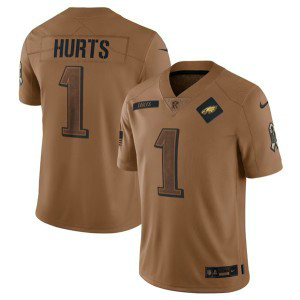 Nike Eagles 1 Jalen Hurts 2023 Brown Salute To Service Limited Men Jersey