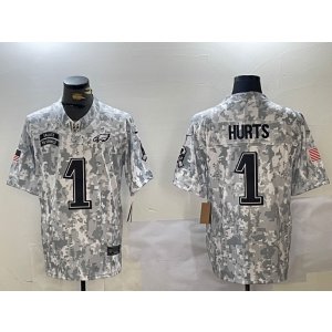 Nike Eagles 1 Jalen Hurts Arctic Camo 2024 F.U.S.E. Salute to Service Limited Men Jersey