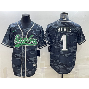 Nike Eagles 1 Jalen Hurts Black Camo Vapor Baseball Limited Men Jersey