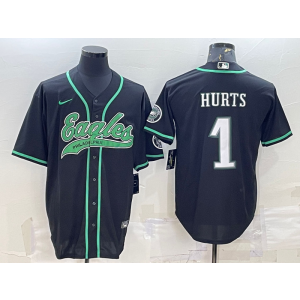 Nike Eagles 1 Jalen Hurts Black Vapor Baseball Limited Men Jersey