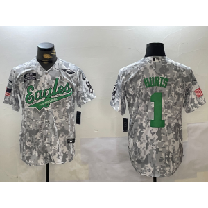 Nike Eagles 1 Jalen Hurts Camo Vapor Baseball Limited Men Jersey