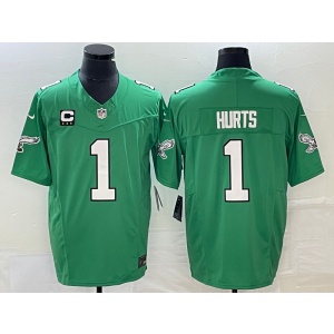 Nike Eagles 1 Jalen Hurts Green 2023 F.U.S.E Vapor Limited Men Jersey with C patch