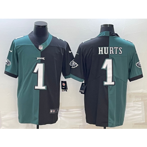 Nike Eagles 1 Jalen Hurts Green Black Split Vapor Limited Men Jersey