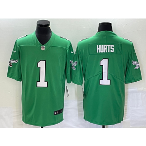 Nike Eagles 1 Jalen Hurts Green Throwback Men Jersey