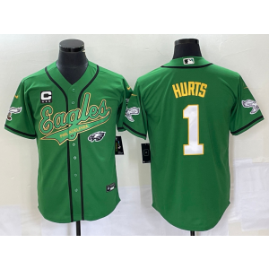 Nike Eagles 1 Jalen Hurts Green Vapor Baseball Limited Men Jersey