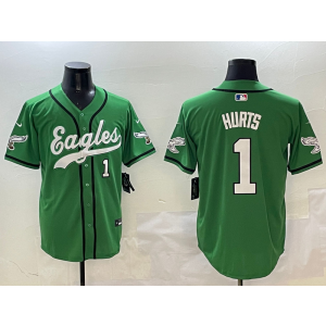 Nike Eagles 1 Jalen Hurts Green Vapor Baseball Limited Men Jersey