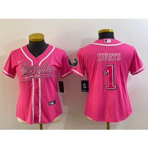 Nike Eagles 1 Jalen Hurts Pink Baseball Vapor Limited Women Jersey Nike Eagles 1 Jalen Hurts Pink Baseball Vapor Limited Women Jersey