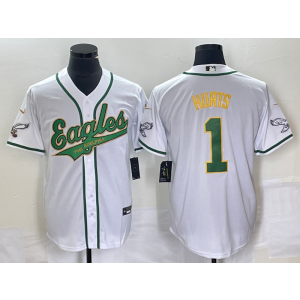 Nike Eagles 1 Jalen Hurts White Baseball Vapor Limited Men Jersey