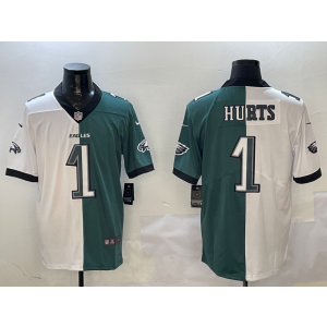 Nike Eagles 1 Jalen Hurts White Green Split Vapor Limited Men Jersey