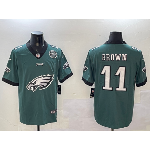Nike Eagles 11 A. J. Brown Green Team Logo Vapor Limited Men Jersey