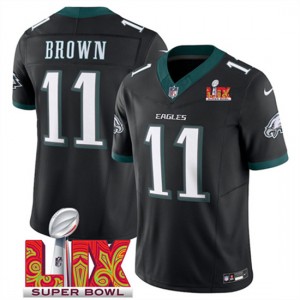 Nike Eagles 11 A.J. Brown Black 2025 Super Bowl LIX F.U.S.E. Vapor Limited Men Jersey Nike Eagles 11 A.J. Brown Black 2025 Super Bowl LIX F.U.S.E. Vapor Limited Men Jersey