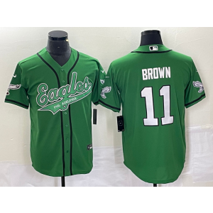 Nike Eagles 11 A.J. Brown Green Baseball Vapor Limited Men Jersey