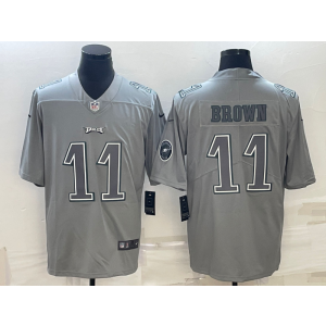 Nike Eagles 11 AJ Brown Grey Vapor Limited Men Jersey