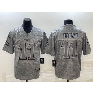 Nike Eagles 11 AJ Brown Grey Vapor Limited Men Jerseys
