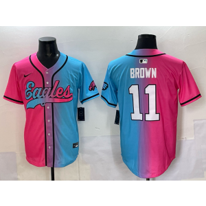 Nike Eagles 11 Brown Blue Pink Baseball Vapor Limited Men Jersey