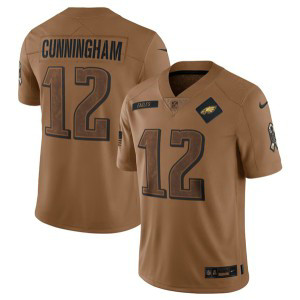Nike Eagles 12 Randall Cunningham 2023 Brown Salute To Service Limited Men Jersey