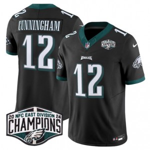 Nike Eagles 12 Randall Cunningham Black 2024 NFC East Champions F.U.S.E. Vapor Limited Men Jersey