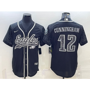 Nike Eagles 12 Randall Cunningham Black Reflective Vapor Baseball Limited Men Jersey