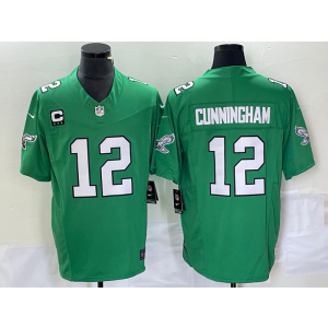 Nike Eagles 12 Randall Cunningham Green 2023 F.U.S.E Vapor Limited Men Jersey with C patch