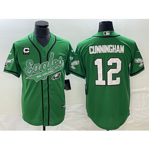 Nike Eagles 12 Randall Cunningham Green Baseball Vapor Limited Men Jersey with C patch