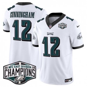 Nike Eagles 12 Randall Cunningham White 2024 NFC East Champions F.U.S.E. Vapor Limited Men Jersey