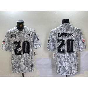Nike Eagles 20 Brian Dawkins Arctic Camo 2024 F.U.S.E. Salute to Service Limited Men Jersey