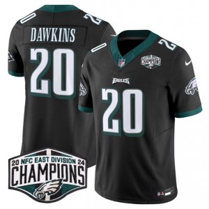 Nike Eagles 20 Brian Dawkins Balck 2024 NFC East Champions F.U.S.E. Vapor Limited Men Jersey